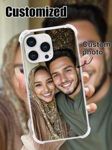 Customized TPU Transparent Anti-Drop Phone Case, Silicone Phone Cover Compatible With Apple/Galaxy/Realme/Honor/Redmi/OPPO Phones, Personalized With Text And Images For Father's Day, Labor Day, Valentine's Day, Birthday, Couples, Pets, Flowers, Butterflies - Clear - View 2