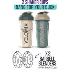2-Pack 28oz/830ml Premium Shaker Bottles With 4 Stainless Steel Balls - Leakproof  Mixer Cups For Protein, Smoothies & Meal Replacement - Gym, Office, Travel & Home Use - Blue & Clear Combo With Measurement Marks - 5)藍色/米色 - 查看 3