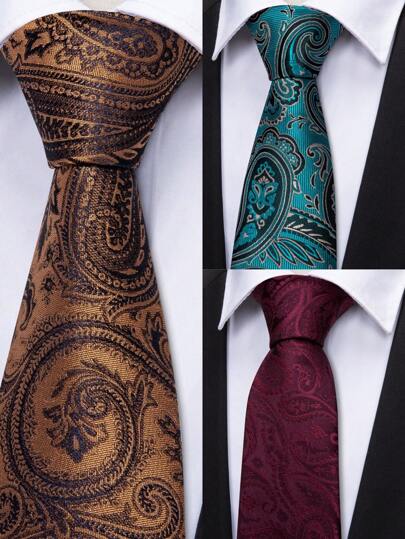 Corbata de hombre de 8 cm/3,15" con estampado de paisley - Corbata de boda jacquard Boteh, de poliéster texturizado sin arrugas, ajustable, regalo para padrinos de boda para el novio