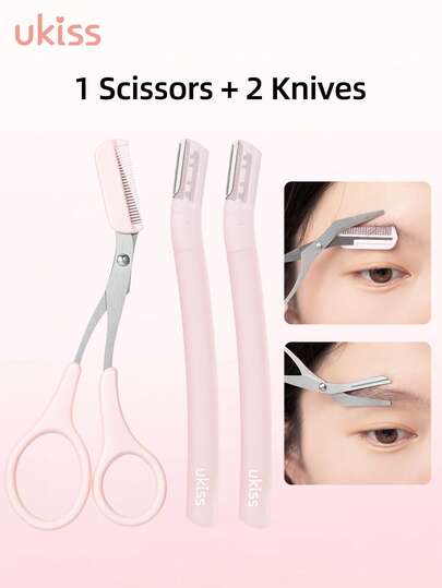 ukiss Eyebrow Trimmer Kit With 1 Scissor+ 2 Knives, Men Women Eyebrow Clippers, Comb Head Detachable, Easy Eyebrow Trimming Tool, Beard Trimmer, Easy To Operate For Beginners Eyebrow Trimmer Scissors, Razor, Makeup, Cheap, Room Decor, Vanity, Travel, Bedroom, Makeup Accessories, Eyebrow Razor, Cheap, Stocking Stuffers, Makeup, Makeup Tools, Cheap Stuff, Gifts, Gifts For Women, Christmas Gifts,Giveaways,Travel,Cheap Stuff,Travel Essential