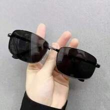 1 件复古香港风格方形时尚眼镜，适合所有季节佩戴、旅行、街拍、日常装饰 - 黑框變色 - 查看 4