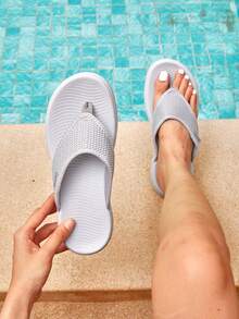 Women's Flip Flops Thong Ladies Walking Sandals With Comfortable Soft Orthopedic Arch Support Indoor Outdoor For Summer - Grey - View 2