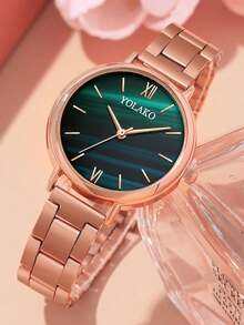 YOLAKO1 1 件女士石英简约罗马表盘手表，适合作为送给家人和朋友的礼物，适合母亲节礼物、生日礼物和日常佩戴。 - 玫瑰金 - 查看 6
