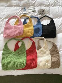 This Large-Capacity Foldable Armpit Shoulder Bag Features A Hollow-Out Design And Is Available In Multiple Colors-Red, Apricot, Khaki, Green, And Black-Perfectly Combining Style With Functionality. While The Versatile Design Can Double As A Shopping Bag Or Travel Bag To Meet Daily Use Needs.