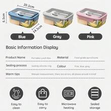 1400ml Microwave Bento Box, 3-Compartment, With Utensils, Suitable For Picnic, Work, School, Camping And Fitness - Multicolor - View 7