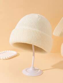 [85g Circunferencia de cabeza grande de alta calidad] Gorro grueso de punto de unicolor para hombres, gorro de punto versátil y de moda simple, sombrero de invierno cálido adecuado para otoño/invierno, uso diario y salidas de otoño - color sólido - Ver 9