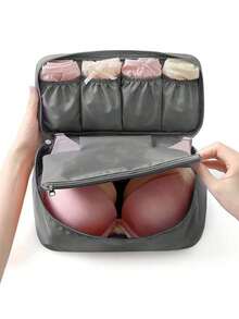 Portable Toiletry Travel Bag, Divided Storage Bag Underwear, Convenient And Practical, Can Be Used To Classify Clothes And Personal Items, Travel Storage,Solid Waterproof Underwear & Diapers Luggage Organizer Travel Holiday Giving,Boho Vibes - Xám - Xem 10