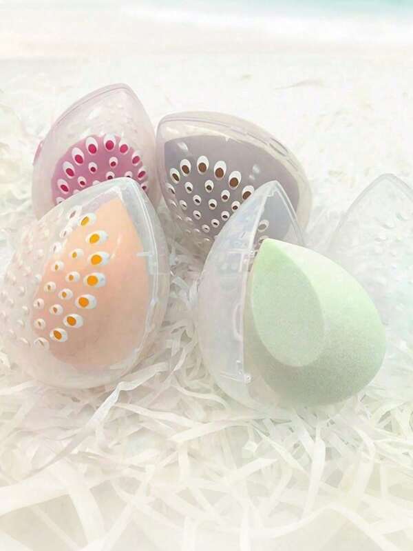 1/3/5pcs Of Cosmetic Sponge Storage Box, Porous Moisture-Proof Transparent Beauty Sponge Holder, Puff Cosmetic Egg Cover, Travel Portable Breathable Storage Box,For Holiday Beach, Bathroom Collection, Bedroom Collection, Large Capacity