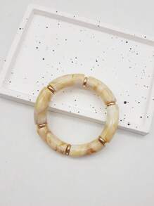 Boho-Chic Colorful Resin Beaded Stretch Bracelet - Elegant & Versatile, Perfect For Daily Wear, Travel, And Special Occasions