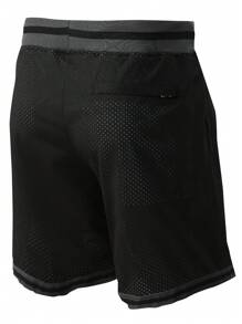 男子篮球短裤 23 黑色刺绣拉链口袋训练休闲运动短裤