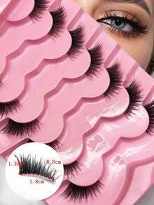 Waloshow 7pcs/10pcs Set Black & Transparent Criss-Cross Winged False Eyelashes - Black - View 1