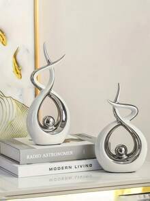 1pc Modern Abstract Art Resin Sculpture Decor - Contemporary Home Decoration Suitable For Living Room, Bedroom, Desk, Dining Table, Office, TV Cabinet, Bookshelf, Also As Wedding/Housewarming Gift - Multicolor - View 2