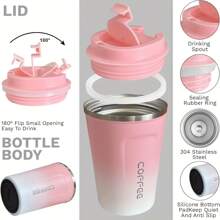 1 Piece, 304 Stainless Steel Double Wall Insulated Coffee Cup, 17OZ - Leak Proof, Easy To Carry, Perfect For Outdoor Camping, Travel, Sports, Fitness, Car Use - Perfect Gift For Valentine's Day, Mother's Day, Father's Day, Thanksgiving, Christmas, Family Travel Coffee Cup