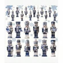 Set de 12 piese, decorațiuni clasice din porțelan albastru și alb, ornamente din lemn pentru bradul de Crăciun, decorațiuni festive, potrivite pentru sufragerie, dormitor și utilizare în mai multe camere.