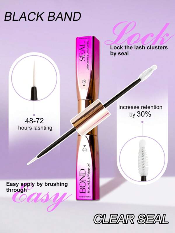Waloshow 1 pieza Adhesivo de lujo Bond+Seal, set de 10ml de adhesivo de pestaña individual súper fuerte y pinzas para extensión de pestañas, 1 pieza de 5ml+5ml de Bond y Seal, y 1 pieza de 5ml de kit removedor de pestañas, cepillo de máscara de adhesivo de pestañas individual para extensión de pestañas DIY, sellador de pestañas de larga duración, removedor de adhesivo de pestañas