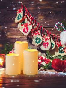 Set Of 3 Waterproof Outdoor Battery Operated Flameless Candles, Warm Light Battery Powered LED Pillar Candles With Timer And Remote Control For Lantern Garden Wedding Christmas Decoration - trắng - Xem 2