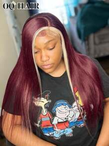 头发 Oq 头发 Oq 假发 直发 13*4 透明蕾丝前假发 Oq 蕾丝前假发 勃艮第 99J/613 金发 Oq 真人发假发 180% 16-28 英寸 预拔蕾丝 迷你结 预漂白头发 万圣节接发配件