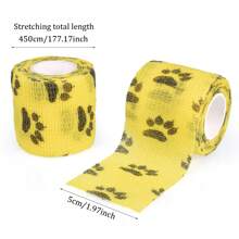 1/2/4 件自粘宠物绷带，粘性兽医绷带，无纺布胶带，适用于狗腿、爪子和伤口，0.98 英寸宽/177 英寸长绷带，多色爪印设计，透气包装胶带，适用于宠物狗和猫，耐用运动保护绷带