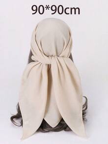 1 件女士沙滩配饰纯色亚麻方形头巾围巾、真丝围巾、头巾、沙滩巾、日常穿着、节日装饰围巾头巾、发带、头带