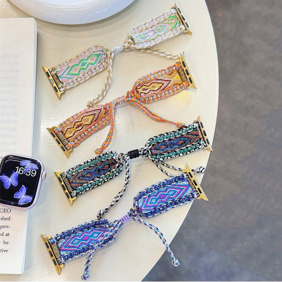 1 条适用于 38 毫米 40 毫米 42 毫米 44 毫米 41 毫米 45 毫米 46 毫米 49 毫米 Ultra Watch Series 10 9 8 7 6 5 4 3 2 的 Galaxy White Bohemian 手链腕带，适用于女式 表带