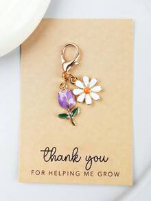 Set de 6 llaveros con tulipanes y margaritas, adecuados como colgantes, cadenas y decoración de bolsos, diseño floral de moda, regalo ideal para cumpleaños, bodas, Día del Maestro, Día del Padre, Día de la Madre, cumpleaños de amigos, accesorio perfecto para bolsos, llaveros de coche, excelente para el nuevo período escolar y graduación, diseñado para mujeres - Multicolor - Ver 6
