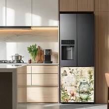 1 件复古花卉 2D 平面印刷磁性洗碗机门贴纸 - 防水、易清洁、可重复使用、适用于洗碗机、冰箱、洗衣机、烘干机装饰、无需胶水、厨房配件装饰、适合大多数洗碗机、家居装饰