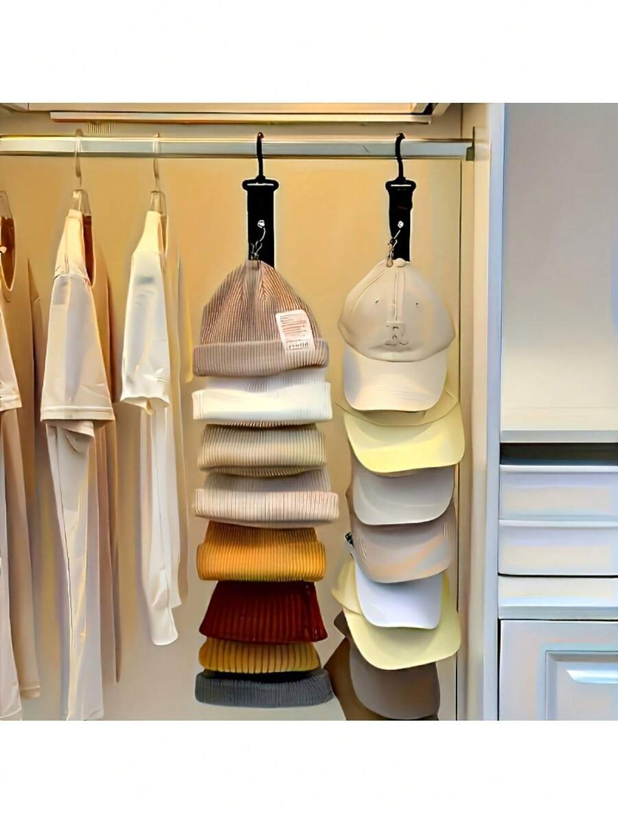 1pc Baseball Cap Storage Box With 8 Clips, Cap Organizer Hanging Rack For Closet, Space Saving Hat Storage Display For Up To 16 Caps, Lightweight Cap Storage Solution With Easy Access, Versatile Mounting Options, Keeps Caps Neat And Visible, Ideal For Home Organization And Fashion Accessories Collection - Hat Storage Box - 1 Piece - View 1