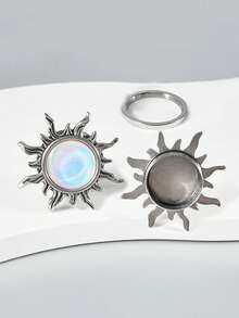 1Pair Retro Shiny White Flash Sun Saddle Ear Plugs Tunnels Stainless Steel Pulley Thread Ear Strengther Gauge Expander Weight Piercing Body Jewelry - 1 Pair Of White Flash Sun Ear Expansion - View 8