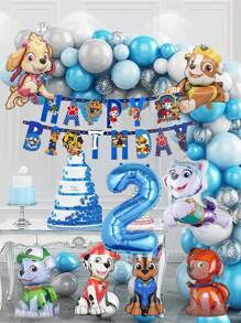 Paw Patrol Pfoten Patrol Themen Aluminium Folienballon Set, Cartoon Charakter Ali Aqi, Fellig, Grau, Perle, Lu Ma, Tian Tiana Aluminium Folie Ballons, ein Festival Ballon Set bestehend aus sieben verschiedenen Hunde Aluminiumfolie Ballon, unverzichtbare dekorative Ballon für Geburtstagsfeiern, Festivalpartys, Thanksgiving, Valentinstag, Weihnachten, Muttertag, Schulanfang, Abschlussfeier