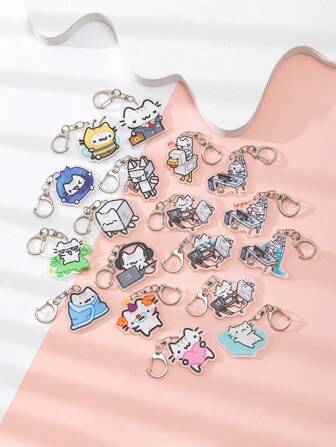 1 Pc Acrylic Cute Cartoon Line Cat Keychain/Office Worker Cat/Love Cat/Clown Kitten/Bee Kitten/Blue Bag Kitten/A Kitten Wrapped In A Quilt/Cryin Kitten/Money Kitten/Mango Kitten/Animal Theme Keychain Pendant Backpack Ornament/Bag Accessories/School Bag Accessories/Purse Pendant/Friend's S Car Accessories Bag Charm Animal Goth Y2k Christmas Gift Ideas Bag Lanyards With Id Holder Car Accessories Bag Charms
