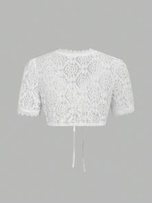 ii 女式 Dirndl 衬衫蕾丝白色传统巴伐利亚啤酒节服装上衣，万圣节 - 白色 - 查看 2