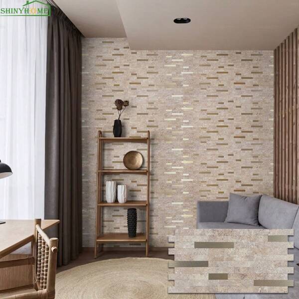 SHINYHOME 14 vellen aluminium plastic zelfklevende muurstickers, zelfklevende achterwand, waterdicht en hittebestendig, geschikt voor keuken, badkamer, woonkamer, camper, doe-het-zelf wanddecoratie (30,5 cm x 15 cm)