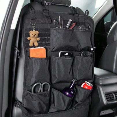 Molle-väska för bilsätesrygg - vikbar, lätt, justerbar axelrem, förvaringsficka med 8 fack och flera fickor, perfekt för verktyg och tillbehör, perfekt present till män, förvaringslösning för bil | Militär stil | Väska med justerbar rem