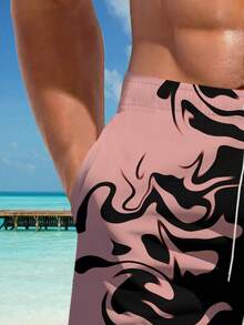 Shorts de praia casuais com estampa 3D havaiana plus size masculino - secagem rápida, cintura com cordão, perfeito para passeios de verão - Multicolorido - Ver 5