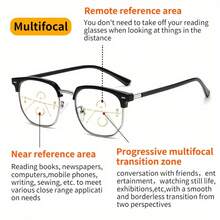 Fashion Progressive Reading Glasses With Color-Changing Effect, Suitable For Both Men And Women | Metal Square Reading Glasses With Presbyopia Correction - Vàng - Xem 6