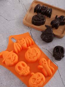 1 件万圣节南瓜和巧克力慕斯、南瓜形糖果模具托盘、南瓜鬼蝙蝠头骨软糖巧克力模具适用于 DIY 工艺品、纸杯蛋糕装饰、肥皂果冻 - 非常适合 DIY 烘焙和厨房手工艺品 - 橘色 - 查看 6
