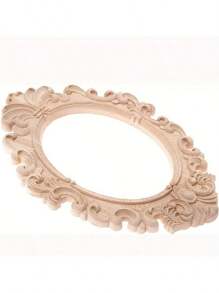 1 件欧式风格未完成木质相框圆盘，带木雕贴花镶嵌 - 大圆形切口 31x20cm，适用于婚礼、门、家居装饰