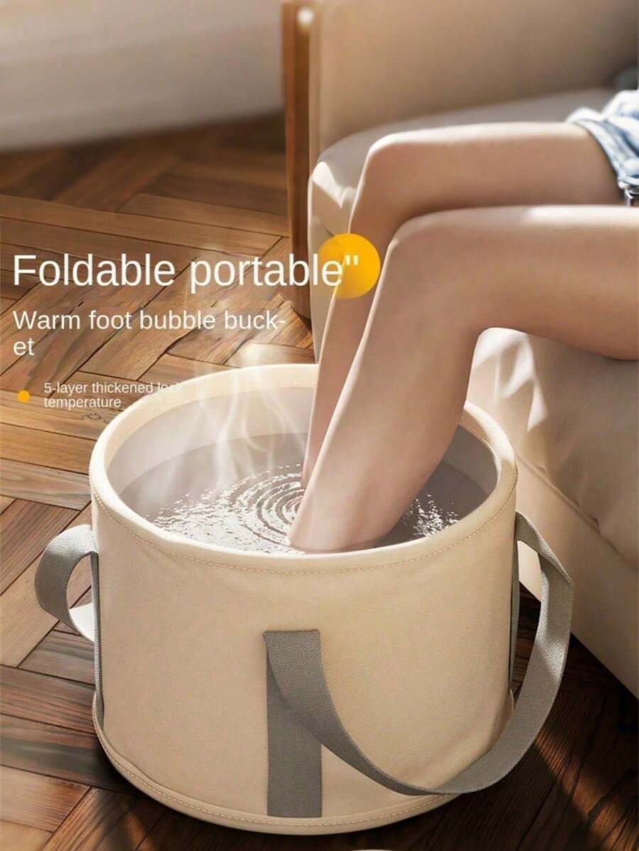 1pc Foot Soak Tub,Portable Foot Bath Bucket With Temperature Control And Bubble Function,Ideal For Home Spa.Collapsible Foot Bath Basin For Soaking Feet,Portable Foot Bath Tub Bag With Handles,Washbasin For Traveling Camping,Foot Soaking Bucket For Outdoor Travel For ShopsBody Care For Travel,Sport,Outdoor
