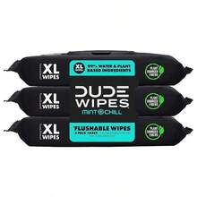 DUDE Wipes Flushable Wipes 3 Pack 144 Wipes Shea Butter Smooth With Vitamin E Aloe Septic And Sewer Safe - Mint - 查看 1