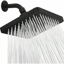 SparkPod Cabezal de regadera -Lluvia de alta presión -Diseño cromo moderno y lujoso -Instalación sencilla sin herramientas -El reemplazo ajustable perfecto para los cabezales de regadera de tu baños - Negro medianoche mate - Cuadrado de 8" - Ver 12