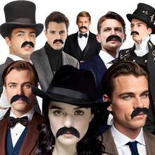 Divertido set autoadhesivo de bigotes falsos abstractos y DIY, materiales de bigotes novedosos adecuados para disfraces y fiestas de Halloween, excelente para teatro, juegos de roles y fiestas