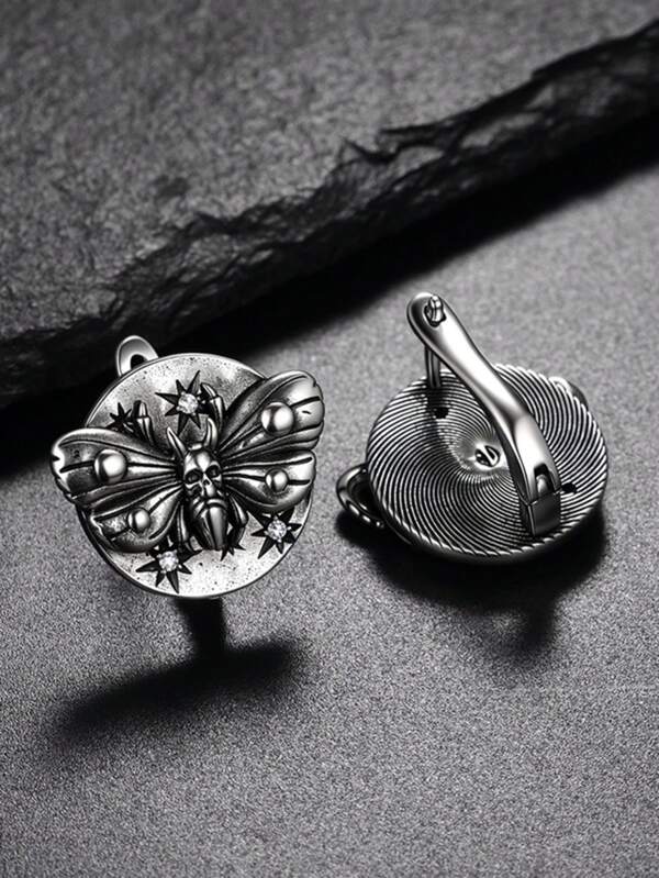 1 peça brincos de borboleta preta redondos estilo vintage, design exclusivo, adequado para presente de aniversário, presente de feriado, festa