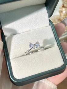 1pc Cute & Fresh Bowknot Adjustable Open Ring, Fashionable Daily Wear Romantic Wedding Accessory For Women