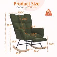 Rocking Chair Nursery With Foot Rest,Upholstered Glider Chair With High Backrest, Rocker Accent Armchair With Solid Wood Legs For Nursery Bedroom Living Room - Dark Green - View 2