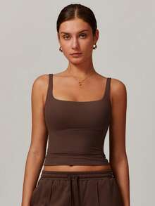 MASKERT Women's Vest, Sports Vest, Camisole Vest, High Elasticity Sports Vest, Home Commuting Vest, Skin Friendly And Comfortable - Màu nâu Sô-cô-la - Xem 4