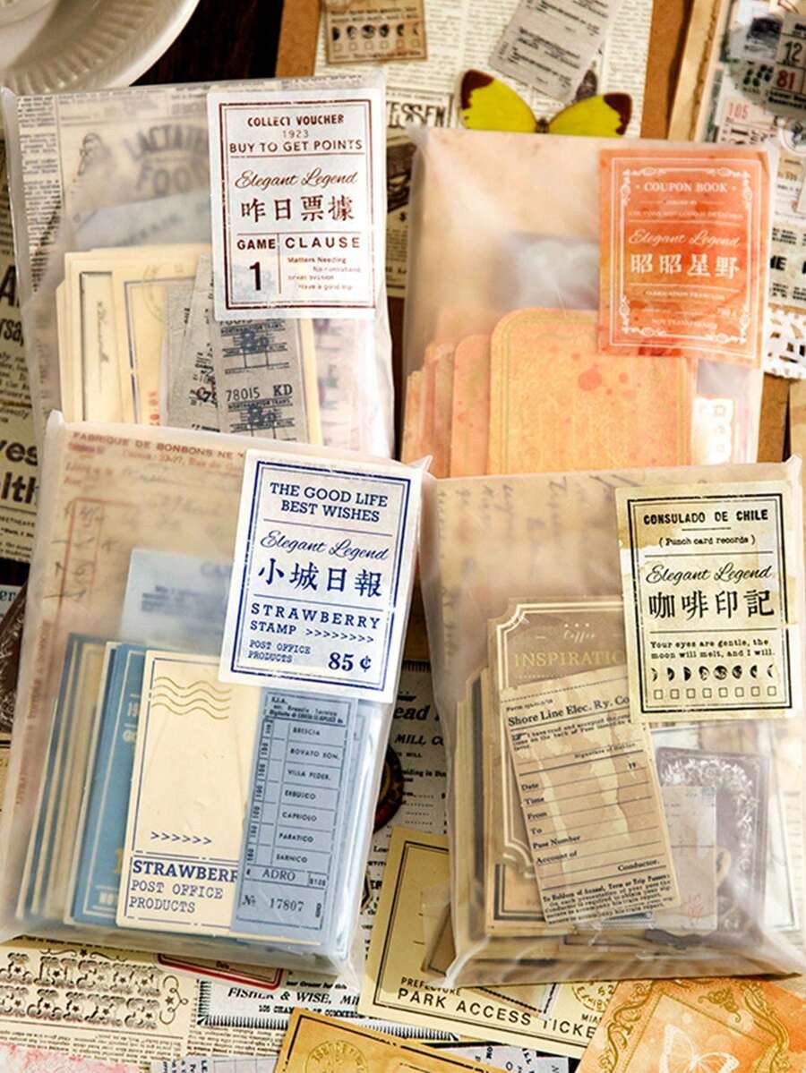 1 Gói (100 tờ) Giấy Vintage Phong Cách Ngẫu Nhiên, Thích Hợp Cho Việc Làm Sổ Lưu Niệm, Nhật Ký, Trang Trí Và Làm Nền, Có Gói Đơn Và Combo 4 Gói - Xem 1