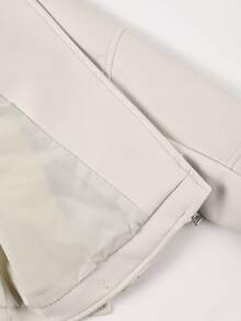 Women's Spring/Autumn Faux Leather Embroidered Commuter Jacket With Belt, Minimalist Versatile Biker PU Jacket