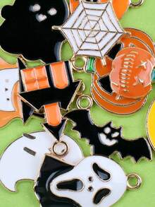10件/20件/30件/50件随机油滴金属可爱卡通万圣节女巫鬼南瓜蝙蝠搞怪油滴吊坠DIY耳环项链钥匙扣配件 - 彩色 - 查看 6