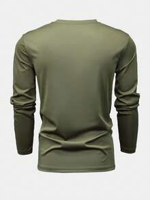 Men's Thin Long Sleeve T-Shirt, Casual Solid Color Basic Military Style Fashion Beach Vacation Sportswear Golf Fishing Basketball Camping Gym Outdoor Wear, Lightweight Undershirt, Gift For Boyfriend/Husband