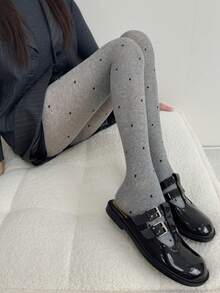 大码女式120D丝绒紧身裤，修身款，舒适保暖 - 灰色 - 查看 3